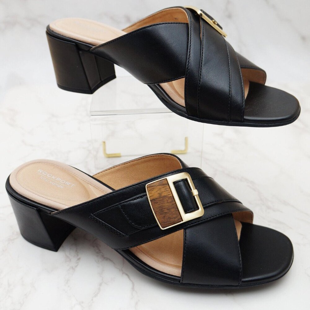 Rockport Alaina Buckle Slide Sandal Black